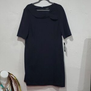 Tahari Dark Navy Dress with Neck Bow Size 18